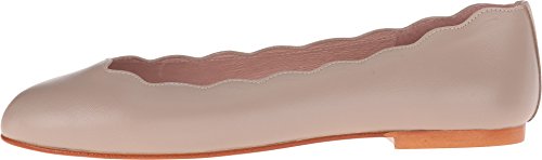 French Sole Jigsaw - Flats for Women - Leather Lining - Rubber Outsole - Scalloped Topline - Rounded Toe Taupe Nappa 6.5 M2