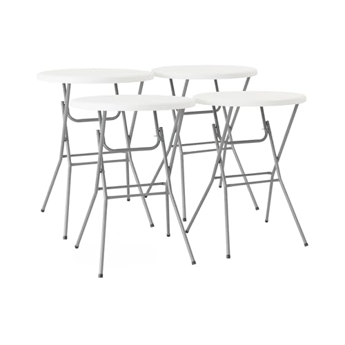 sweeek - Lot de 4 Tables de réception. Tables Mange Debout Pliantes Acier Blanc