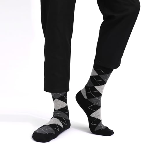 Mens Dress Socks 5 Pairs Soft Breathable Cotton Blend Classic Crew Socks Mid Calf Socks for Men Shoes Size 8-122