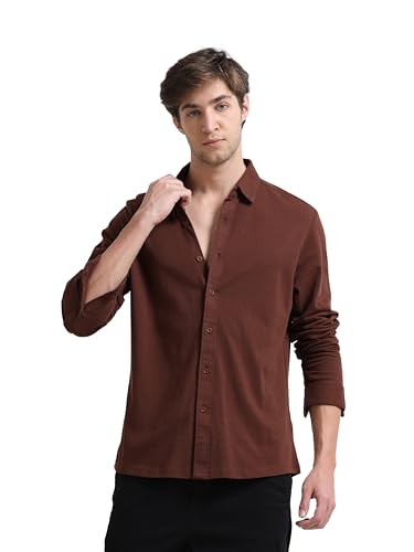 Image of StitchX Men's Cotton Regular Fit Full Sleeve Solid Knitted Shirt
