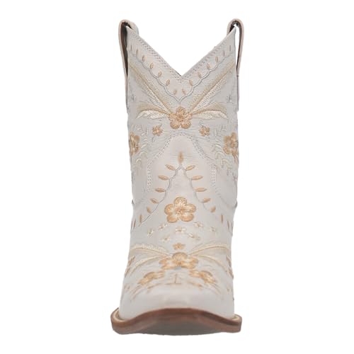 Dingo Womens Primrose Floral Embroidered Metallic Snip Toe Casual Boots Ankle Mid Heel 2-3" - Green3