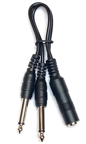 Cable divisor audio 1/4 pulg TS mono hembra a 2x1/4 pulg macho miniatura 1