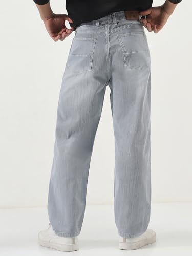 Image of Urbano Fashion Men's Loose Baggy Fit Washed Denim Jeans Non-Stretchable