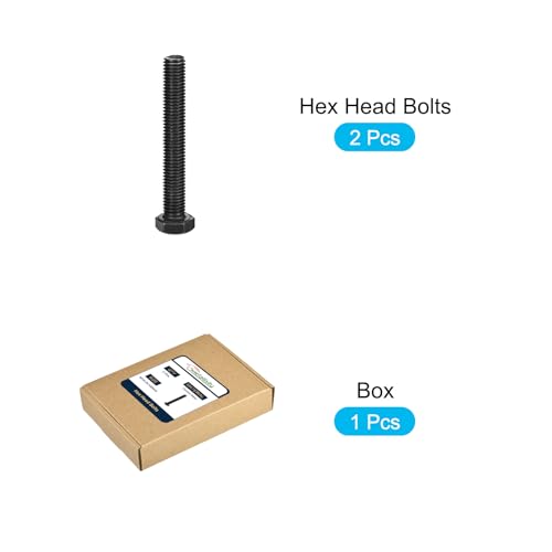 Image of METALLIXITY Hex Bolts (M14-2x100mm) 2Pcs, Carbon Steel Fully Threaded Black Oxide, Coarse Thread UNC Hex Head Screw Bolt - for Furniture Repair