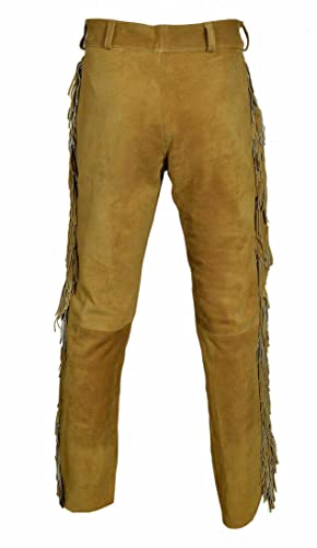 Mount Helicon Men's Native American Buckskin/Deerskin Suede Leather Pant Fringes Red Indian Cowboy Reenactment Mountain Man3