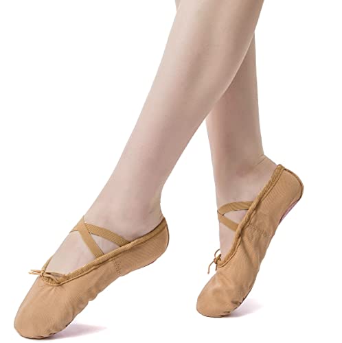 Nexete Women Canvas Ballet Dance Shoes Yoga Gymnastics Leather Split-Sole Slipper Flate Shoes for Women4