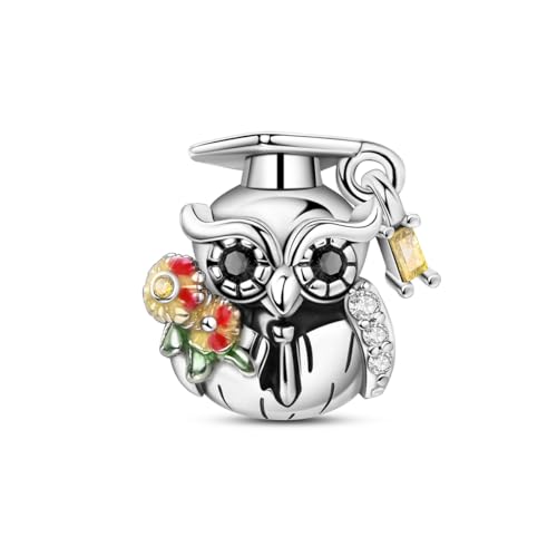 NARMO 925 Sterling Silver 2025 Graduation Charms Bead for Women Bracelets Graduation Cap Owl for Jew