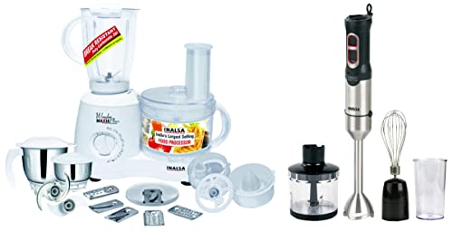 Inalsa Food Processor Wonder Maxie Plus V2 + Inalsa Hand Blender Robot INOX 1000 Powerful 3 in 1