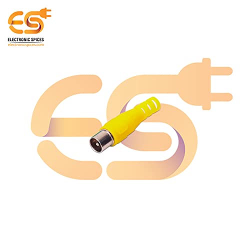 Image of Electronic Spices Yellow color RCA Male plugs solder audio connectors Electronic Cables pack of 5pcs
