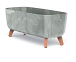 URBNLIVING Large Rectangle Low Concrete Look Planter Flower Plant Pot Indoor Outdoor Garden Decor Legs (Concrete)