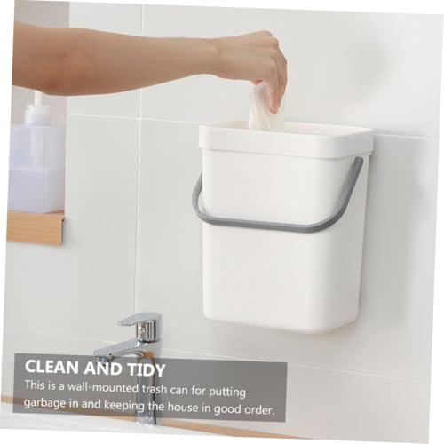 Caneca de basura de pared con tapa 3L plástica blanca miniatura 5