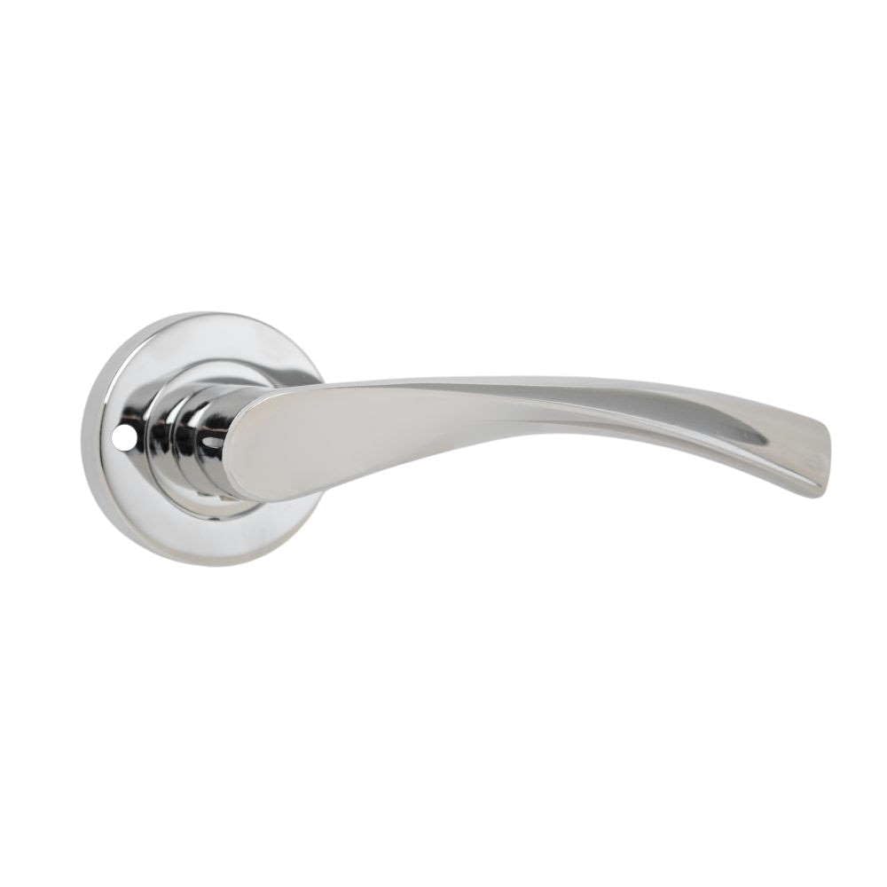 VIBE Twirl Push Button Privacy Lever on Rose Door Handle in Satin or Polished Chrome (Polished Chrome)