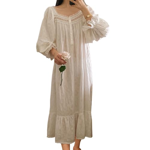 Womens' Cotton Nightgown Vintage Sleepwear Casual Housedress Nighty Pajamas Princess Loungedress