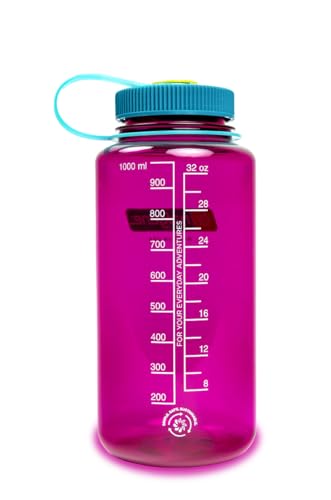 Image of Nalgene Wide Mouth Water Bottle | BPA-Free, Durable & Leak Proof, Lightweight Bottle for Hiking & Gym, Work & Travel, Eggplant, 32 Ounces (Pack of 6)