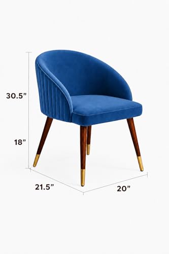 Image of WOODEN SPACE 6-Seater Wooden Dining Table Set | Nano Composite Marble Top | Solid Wood Base | Modern Dining Room Furniture with 6 Chairs (Modern Blue)
