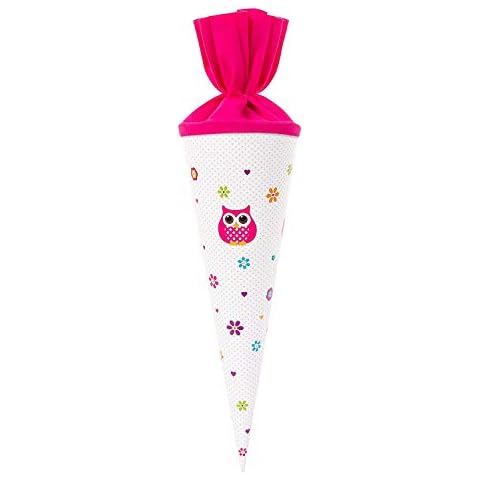 goldbuch 93043 Geschwisterschultüte Eule, Zuckertüte 35 cm, mit farbigem Filzverschluss, Schultüte aus verstärkertem Lackkarton, Geschenkverpackung für viele Anlässe, Geschwistertüte, Weiß Cover