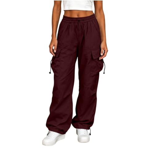 Women's Cargo Pants Drawstring Waist Wide Leg Utility Work Trousers - image 1