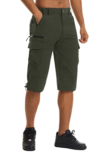 KEFITEVD Herren 3/4 Cargohose Sommer Atmungsaktiv MTB Hose Capri Funktions...