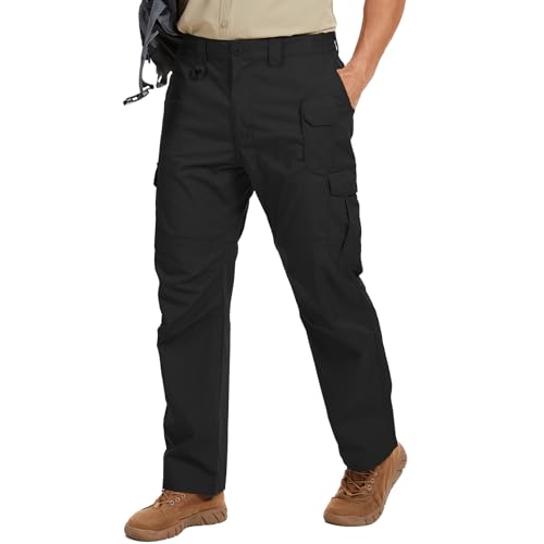 Mens Cargo Tactical Pants Cotton Water Resistant Ripstop Flex Stretch BDU Outdoor Hiking Work Pants for Men