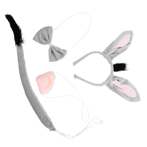 BESPORTBLE 1 Juego Diadema Con Orejas De Burro Accesorios Para Disfraz De Burro Disfraz Peludo Víspera De Todos Los Santos Disfraces De Animales De Halloween De Animales Paño Grey