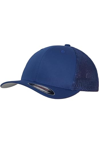 Image of Flexfit Trucker Mesh Fitted Cap | 6-Panel, Mid-Profile, Stretchable Mesh Backing, Flexfit Sweatband, Curved Visor, Silver Undervisor
