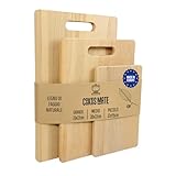 COOKERS MATE Set di 3 Taglieri in Legno di Faggio, Taglieri da Cucina con Manico, Set aperitivo, Cutting board wood, Made in Europe, 33x22/28x22/22x15 cm