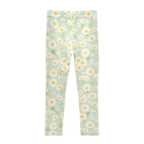 KLL Polka Dots and Tender Chamomile Flowers Girls Basic Leggings Comfortable Full Length Workout Pants Running2