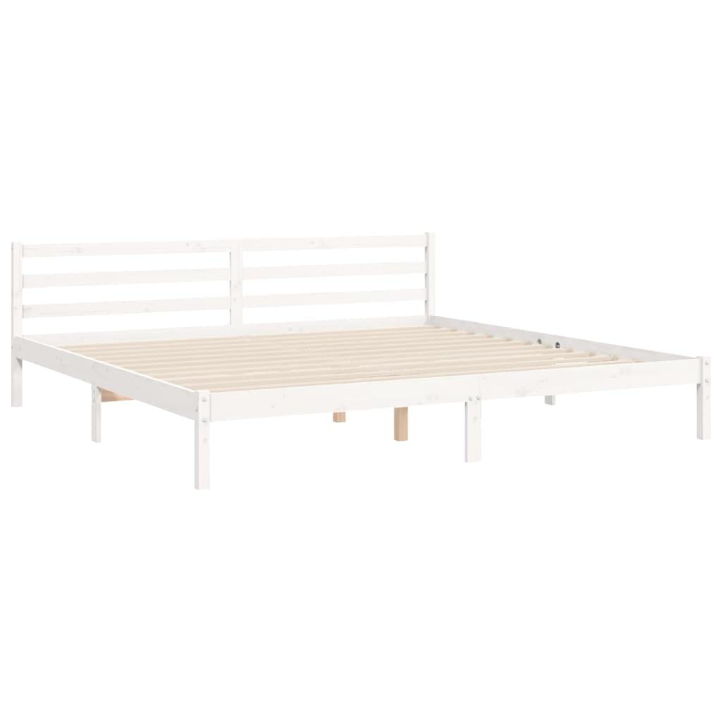 Rantry Bettgestell mit Kopfteil, Massivholz, Weiß, 200 x 200 cm, Lattenrost für Erwachsene, Kinder und Jugendliche, einfache Montage, Typ 4 Betten und Lattenroste