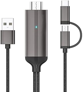 2-in-1 USB C Type C/Micro USB Android Phone to TV HDMI Cable, MHL to HDMI Adapter 1080P HD HDTV Mirroring & Charging Cable for All Android Smartphones Tablets to TV/Projector/Monitor,6.6ft