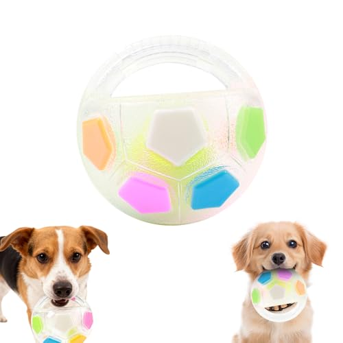 Puasok Générique Puppy Demanding,Palla per Cani con Manico, Giocattolo da Calcio per Animali Domestici,Giocattolo da Masticare di Calcio per Cani (Bianco)