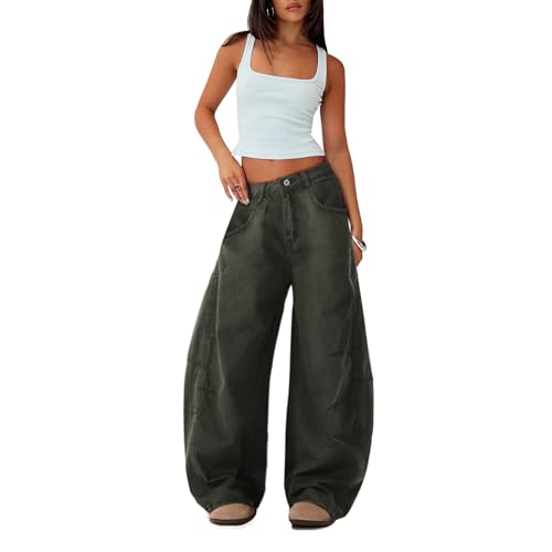Womens Baggy Wide Leg Pants Barrel Jeans for Women Trendy Mid Rise Pants Vintage Denim Pants Y2k Baggy Boyfriend Jeans3