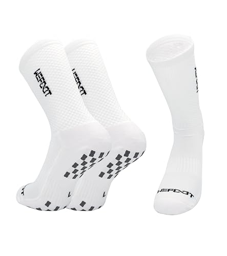 WE FOOT Dual Grip Crew Sports Socks Anti-Slip Socks for Men Women Soccer Football Futsal Basketball Tennis