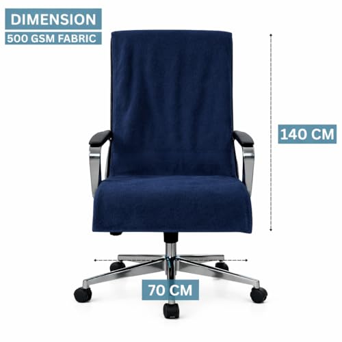 Image of Office Chair Towel | 500 GSM Towel with Tie Knot | Luxury Car Seat Towel Cover's | 100% Cotton Towel for Large Size | 70x140 CM | Pack of 1 - Dark Blue