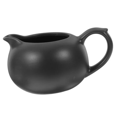 GRIRIW Ceramic Milk Jug Small Coffee Milk Small Porcelain Pitcher Pot Coffee Milk Jug Sauce Jugs White Sauce Coffee Cream Container Porcelain Pitcher with Handle Black Ceramics