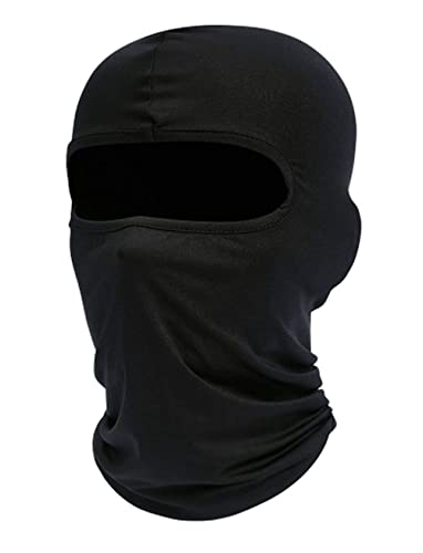 UK-UNIQUE Balaclava Face Mask - Breathable Lightweight Ski Motorcycle Helmet Racing Cycling Multi-Purpose Balaclavas - Unisex Men Women Kids Boys Girls (Black), 7-7 1/4