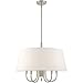 Livex Lighting 41315-91 Belclaire - Six Light Chandelier, Brushed Nickel Finish with Off-White Fabric Shade