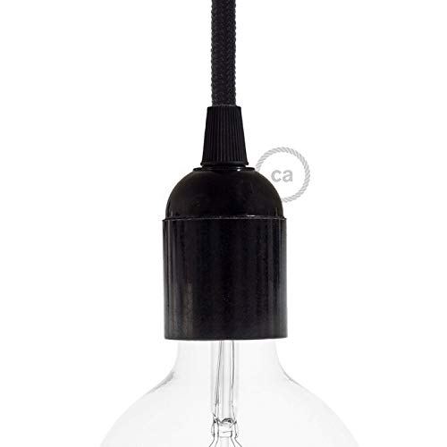 Black Phenolic Bakelite E26 UL Listed Lamp Socket - Replacement with Ground by Creative Cables