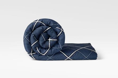 Image of LOOMLYFE 300 TC All Season King Size AC Comforter || Blanket || Duvet with 1 King Size Elastic Fitted Bedsheet and 2 Large Pillow Cover - 4 Piece Comforter Set - BlueWhiteLines