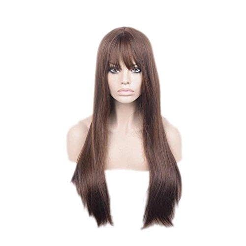 Dark Brown #4 Best Malaysian Human Hair Lace Front Wigs with Bangs Glueless Full Lace Front Virgin Hair Wig for Black Women (18inch)