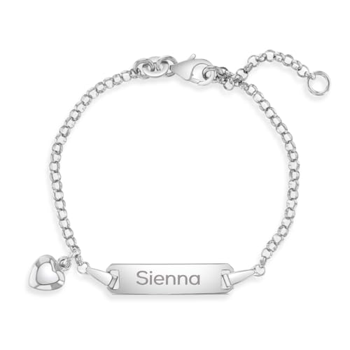 In Season Jewelry SS-02-00089 925 Sterling Silver Girl'S Adjustable & Engravable Heart Tag Id Bracelet cover