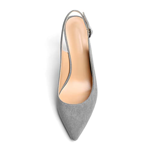 SAMMITOP Women's Slingback High Heels Pointed Toe Pumps Sexy Stiletto Heels for Women Suede Dress Shoes with Adjustable Buckle Wedding Party Shoes3