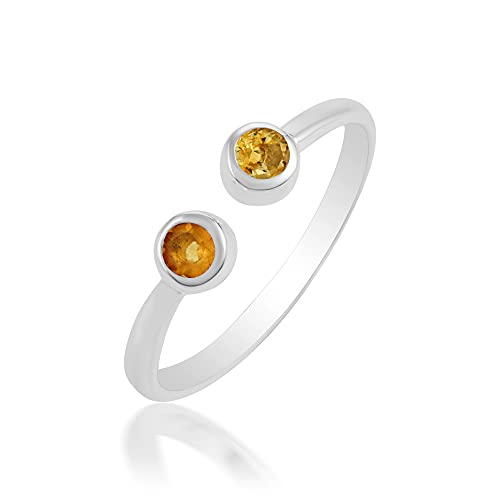 Bague empilable minimale réglable argent 925 avec citrine