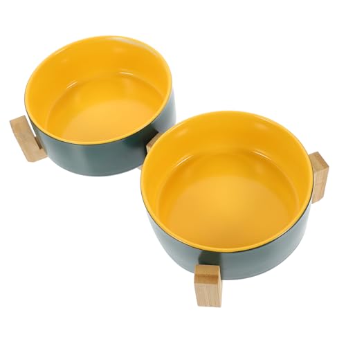 Phantasmia セラミック製高さのあるキャットボウルセット ? 屋内用ダブル食器 耐摩耗性素材 丈夫な設計 (示されているように 1)