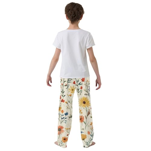 Boys' Pants Colorful Bohemian Wildflowers Long Bottoms Jogger Pants Elastic Waist Trousers with Pockets S-XL3