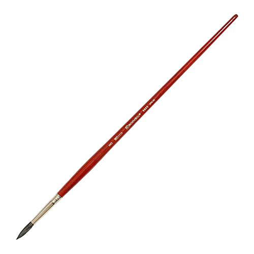 Escoda Saturno Series 3825 Artist Oil and Acrylic Paint Brush, Black Sable, Round, Size 8