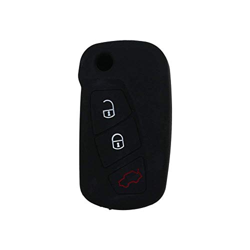 [y] Carcasa de Llave de silicona para mando Coche Ford 3 Botones (ver compatibilidad en las Fotos) KA Focus Fiesta Escort Mondeo (Negro)