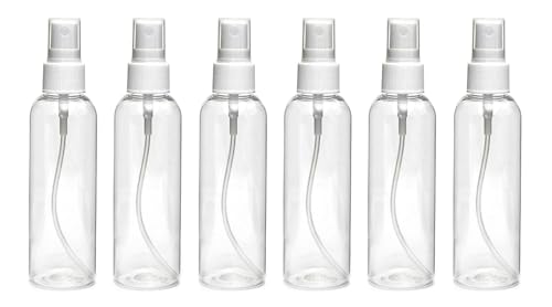 Image of Mist Spray Bottle 100 ml Transparent Plastic Empty Refillable Reusable Fine Mist Spray Bottle Container For Sanitizer, Perfume, Rose Water, Travel, Home Care, Other Diy (Pack of 6)