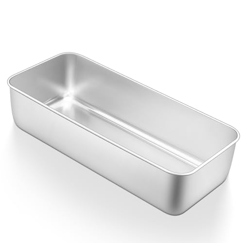 TeamFar Loaf Pan, 12 x 5 Inch Stainless Steel Loaf Pans for Baking Bread, Large Bread Loaf Baking Pan for Homemade Bread, Meatloaf, Cake, Brownies, Non-Toxic, Heavy-duty, Oven & Dishwasher Safe