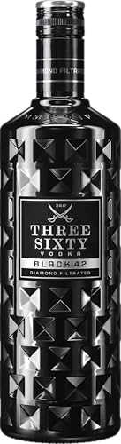 THREE SIXTY VODKA | Black 42 | Diamond filtrated Vodka | In der einzigartigen schwarzen Facettenschliff-Flasche | 0,7L | 42%