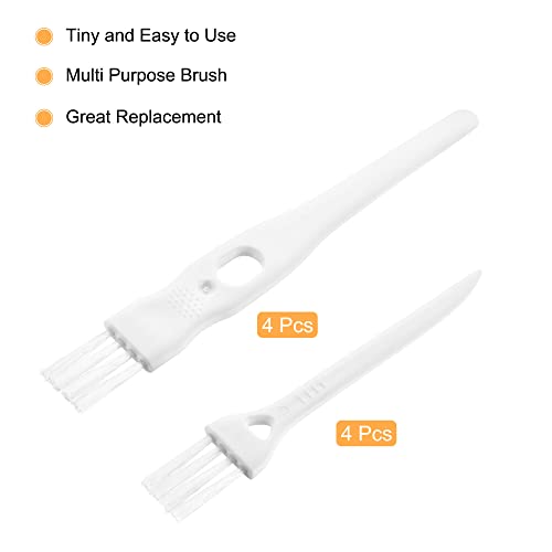 Image of MECCANIXITY Shaver Cleaning Brush Tools with White Handle White Nylon Bristles 2 Sizes for Keyboard, Window Track, Vent Outlet, Home, Office, 8 Pack